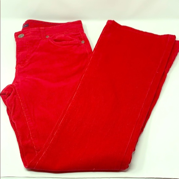 Tommy Hilfiger Mid Rise Red Corduroy Jeans Flared